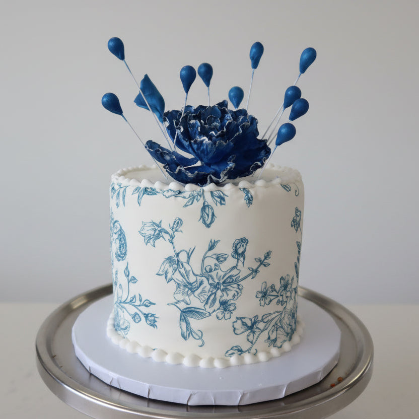 hand printed blue cake Puce